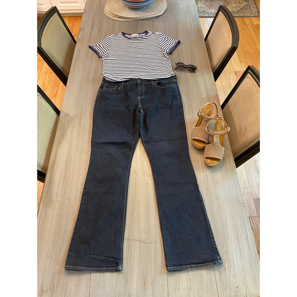 Old Navy Womens Original Boot-Cut Jeans Dark‎ Wash Indigo Blue Denim Size 14